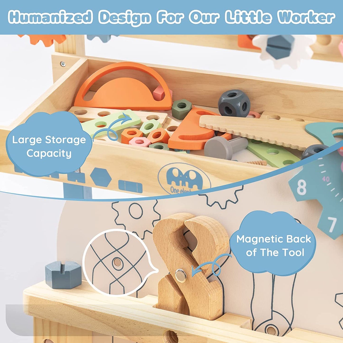 Toys for cognitive and sensory learning Workbench + Tools (Cutting Edge Design)