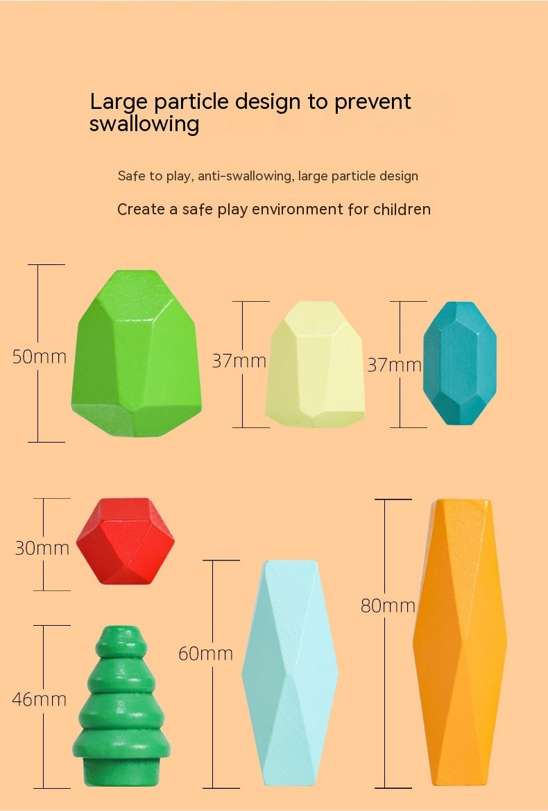Educational Wooden Ornamental Stone Balance Stacked Stone Fun Building Blocks Children's Toys