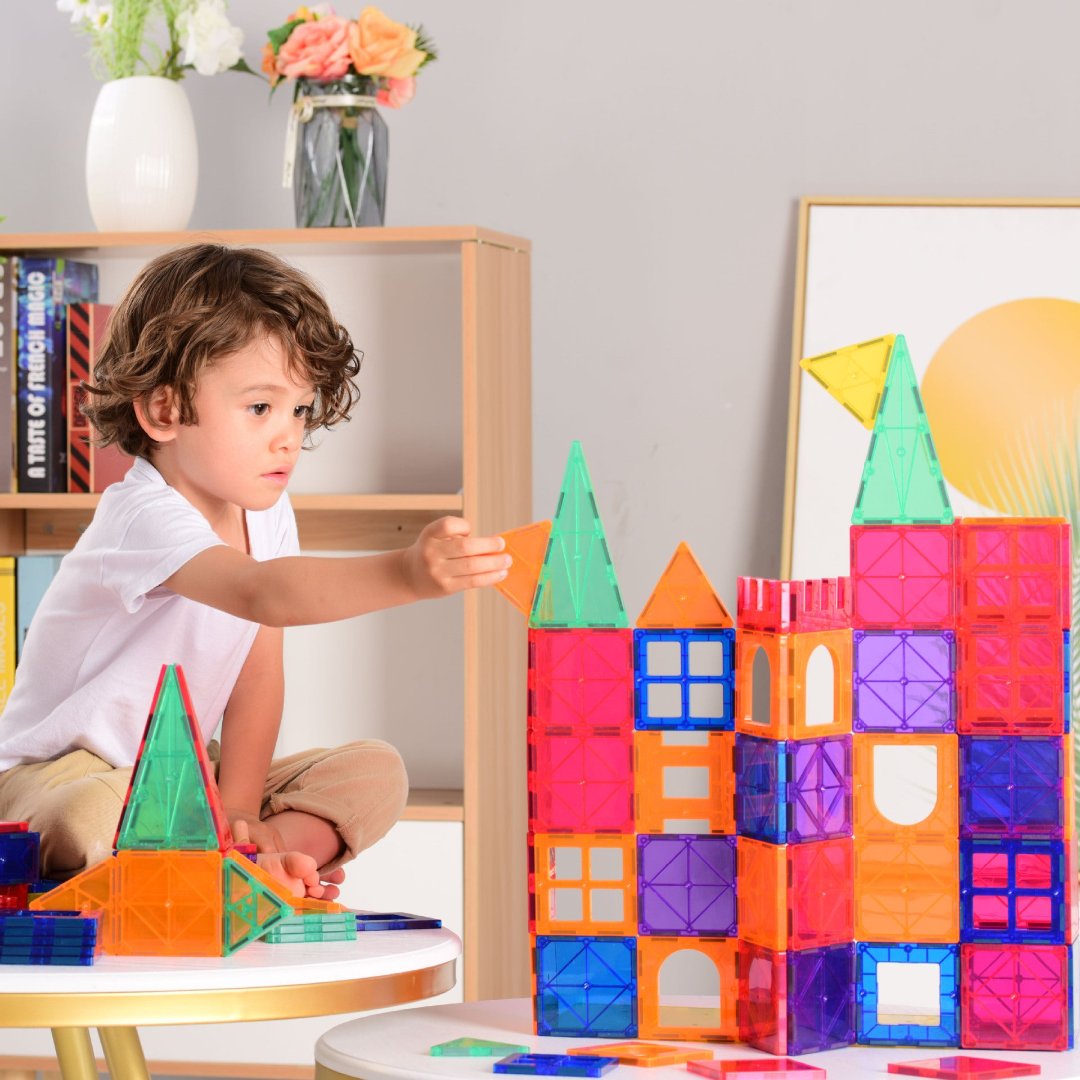 Magnetic Tiles Building Blocks Set - Creative Construction Toy for Kids | 100 + pcs