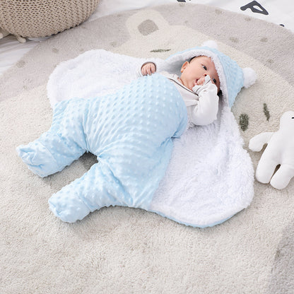 Autumn And Winter Double-layered Newborns Split Legs Covered With Doudou Velvet Comforting Wrap