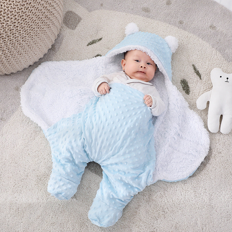 Autumn And Winter Double-layered Newborns Split Legs Covered With Doudou Velvet Comforting Wrap