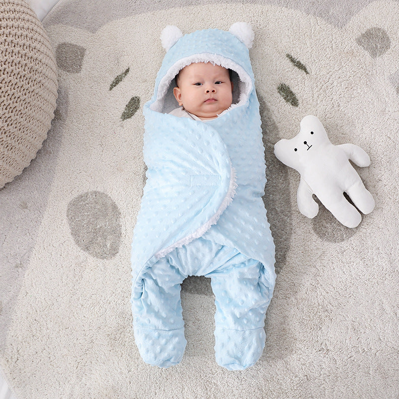 Autumn And Winter Double-layered Newborns Split Legs Covered With Doudou Velvet Comforting Wrap