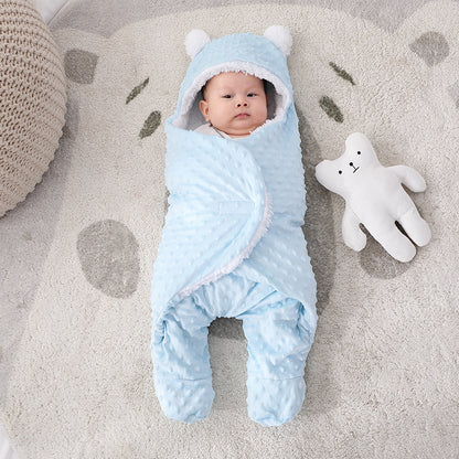 Autumn And Winter Double-layered Newborns Split Legs Covered With Doudou Velvet Comforting Wrap