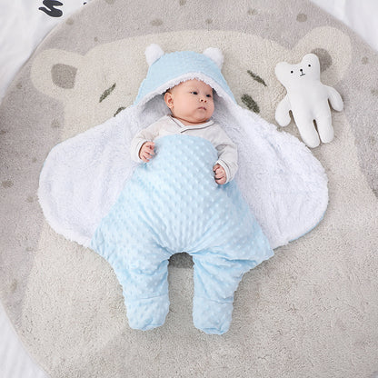 Autumn And Winter Double-layered Newborns Split Legs Covered With Doudou Velvet Comforting Wrap